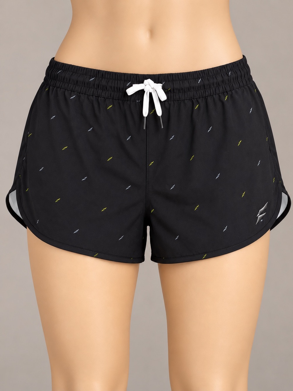 Flag Nor Fail Women’s Athletic Running Shorts Large Black Patterned